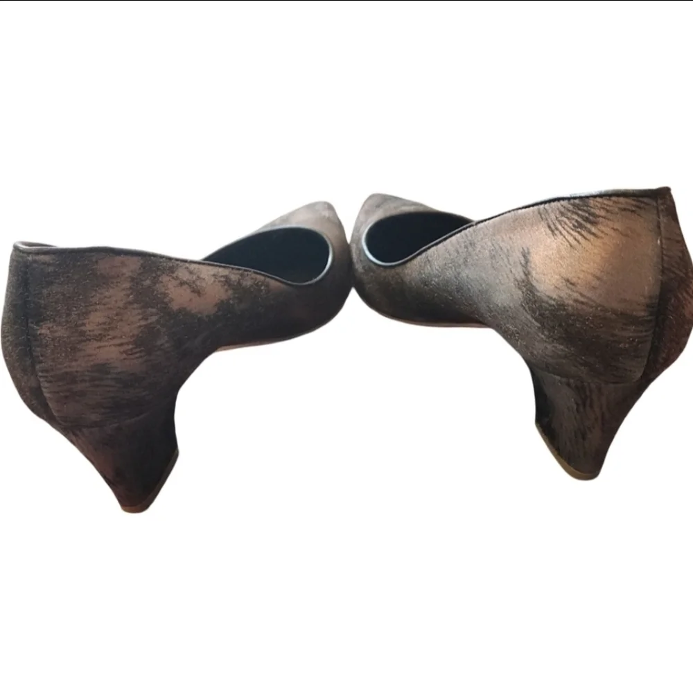 RUPERT SANDERSON Elegant Brown And Gold Calfskin Heels - Picture 5 of 7